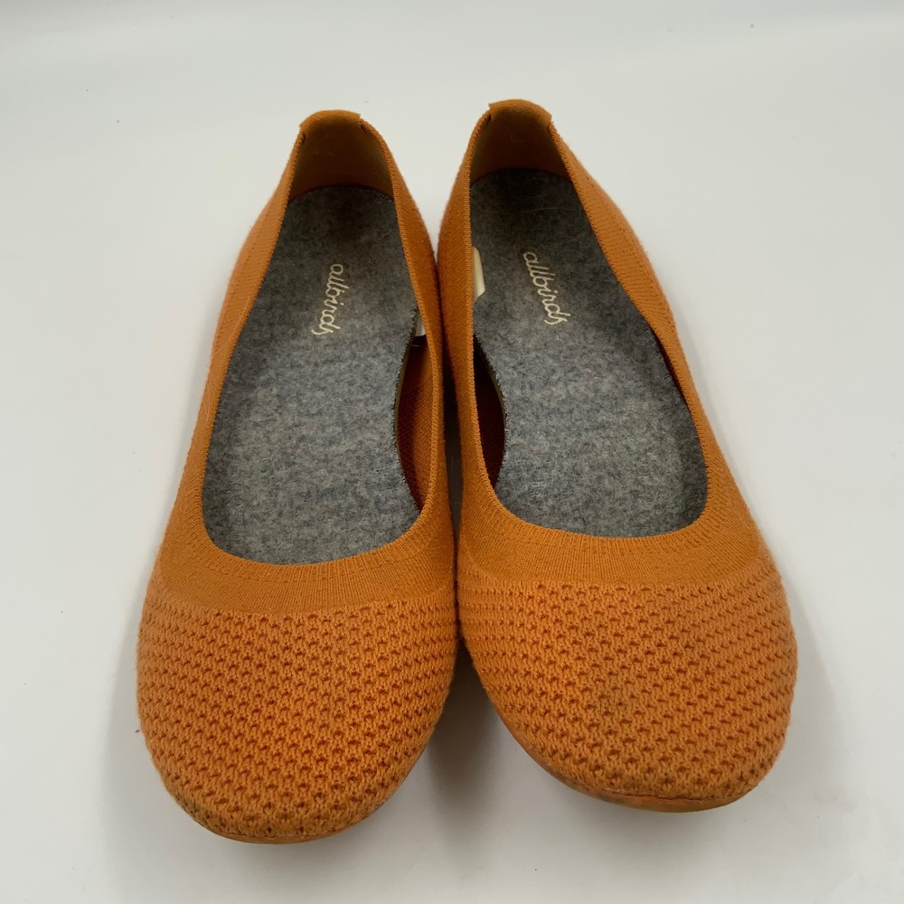 Allbirds Wool Runners Flat Shoes Women Orange Knit Comfort Slip‎ On Size 6.5